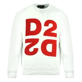 Dsquared2 Large Mirrored Logo Print White Jumper