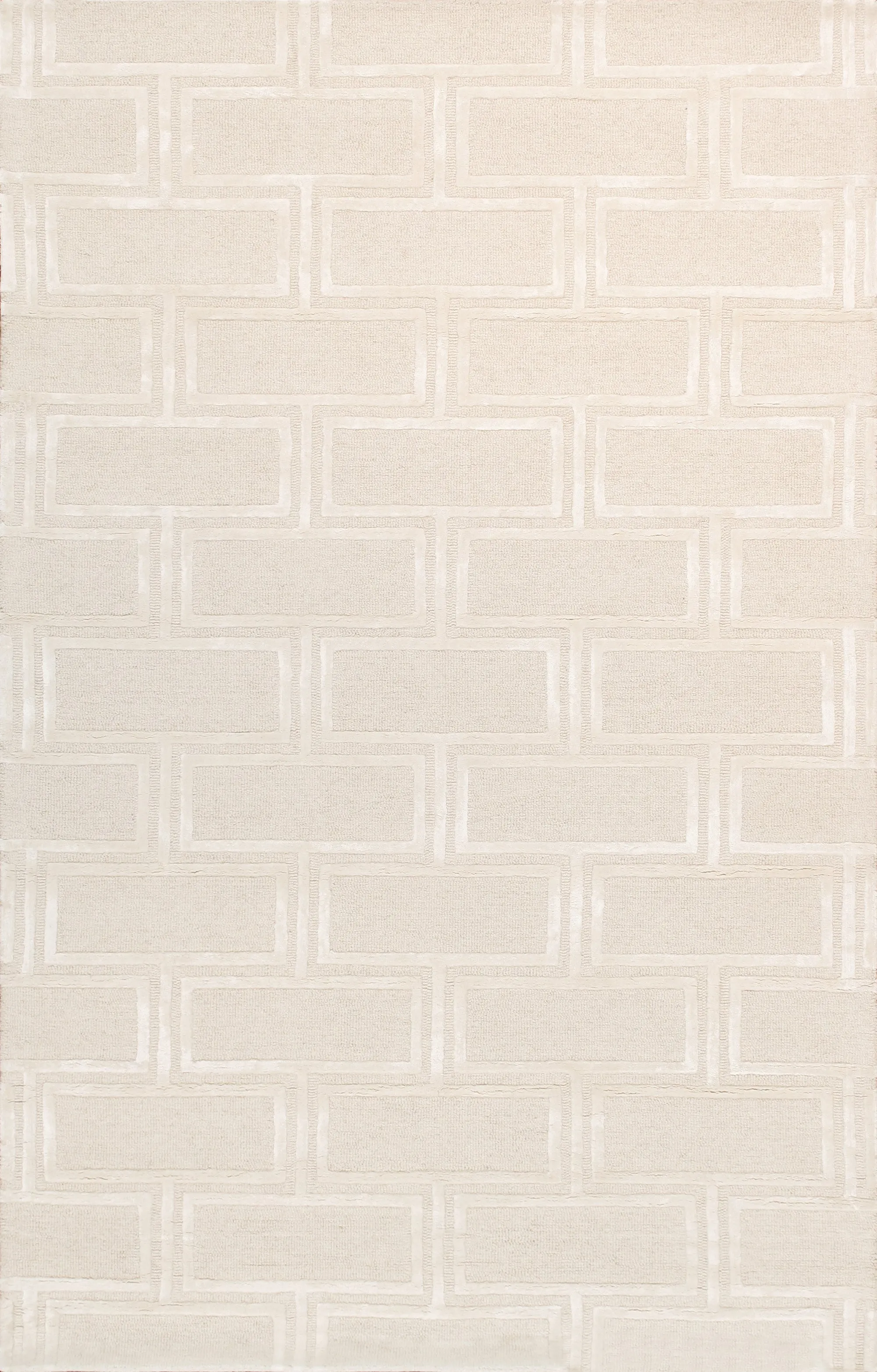 Edgy Collection Hand-Tufted Bamboo Silk & Wool Area Rug,  5' 0" X  8' 0", Ivory