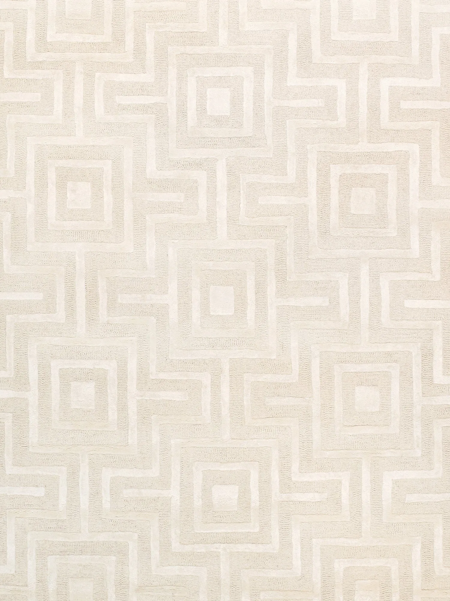 Edgy Collection Hand-Tufted Ivory BSilk & Wool Area Rug- 5' 0" X  8' 0"