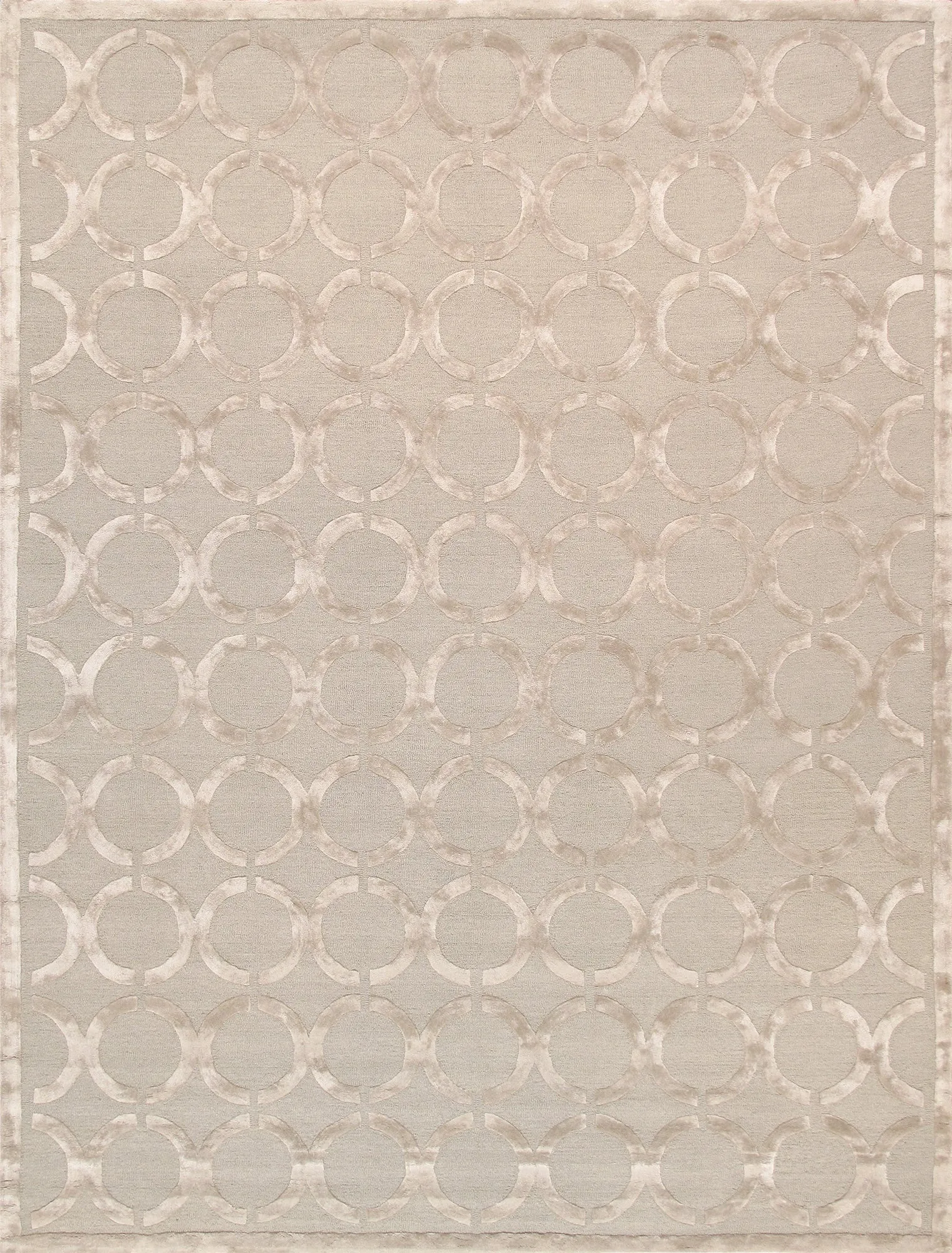 Edgy Collection Hand-Tufted Silk & Wool Beige Area Rug- 5' 0" X  8' 0"