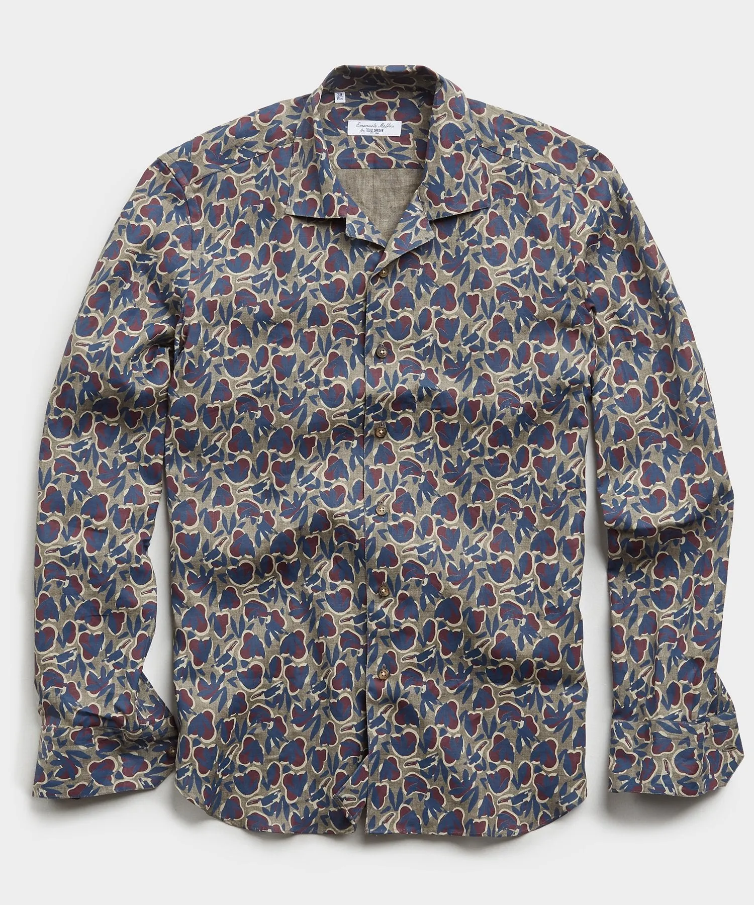 Emanuele Maffeis   Todd Snyder Camo Leaf Print Shirt in Olive