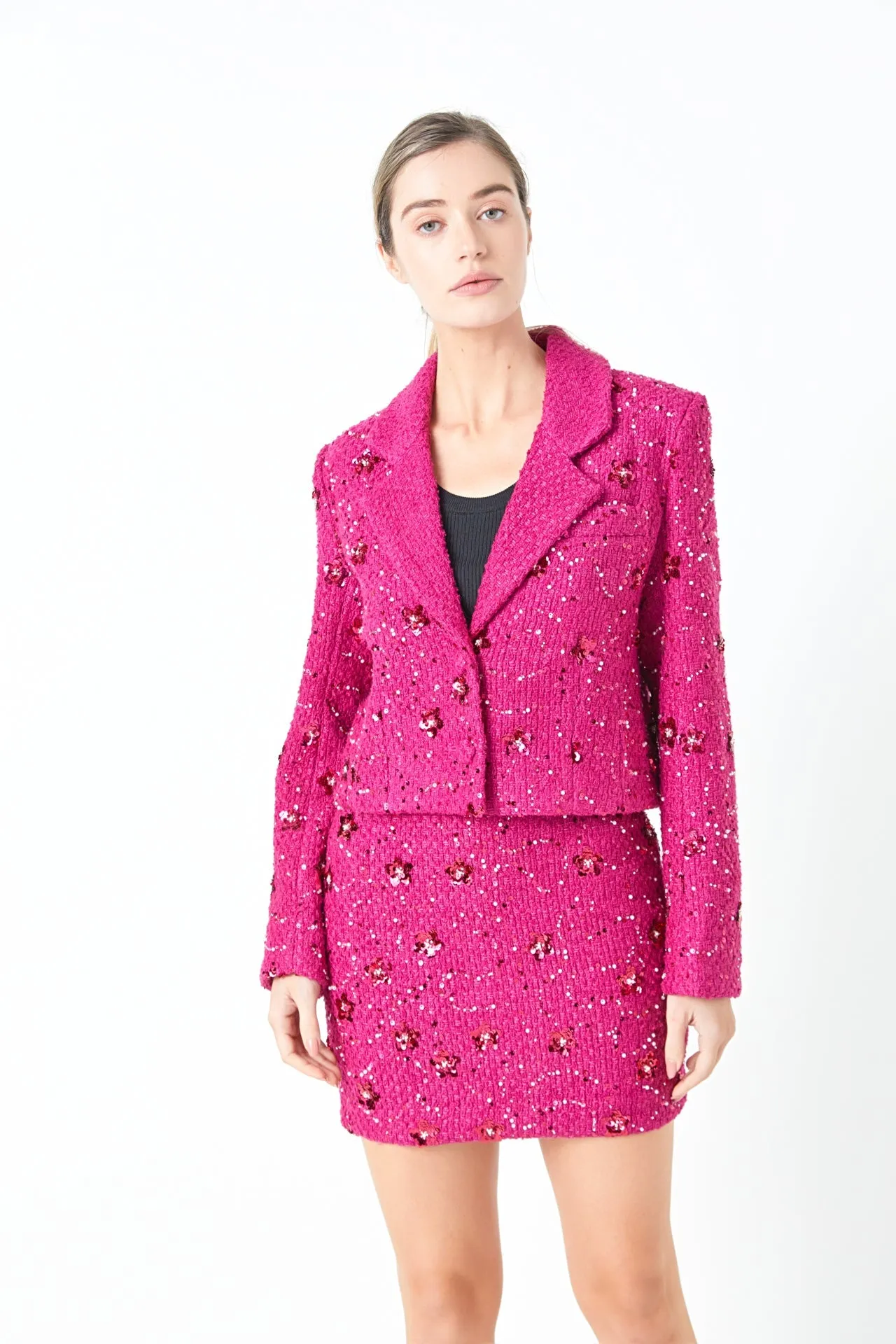 Endless Rose - Sequins Cropped Blazer