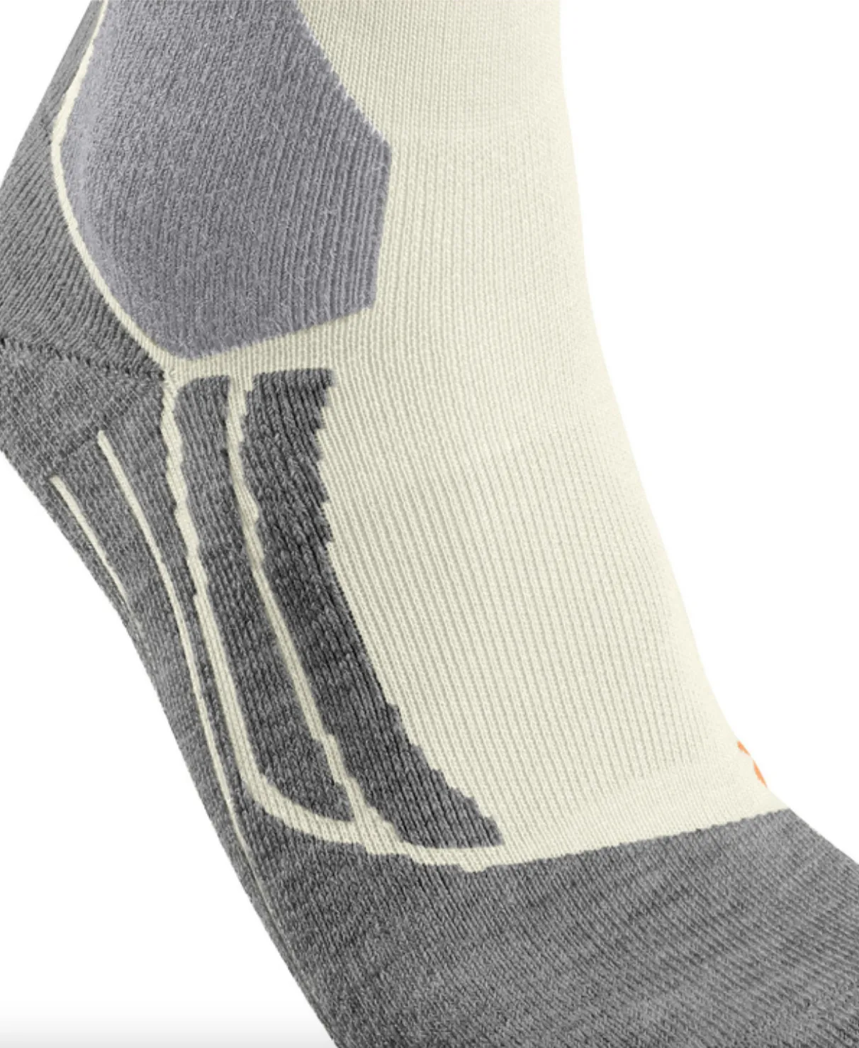 Falke SK2 Ladies Ski Wool Socks in Off White with Orange Neon