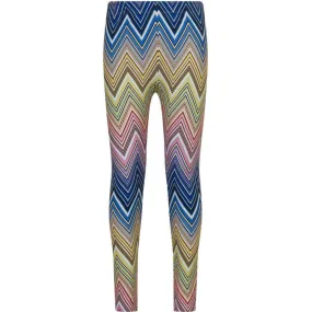 Girls Blue Zig Zag Leggings