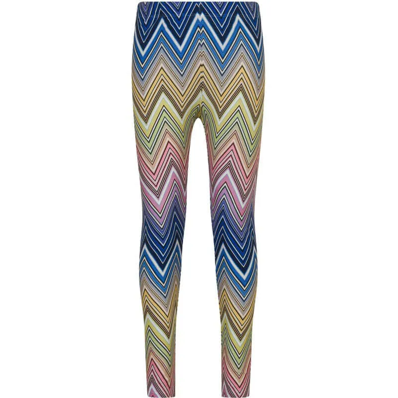 Girls Blue Zig Zag Leggings