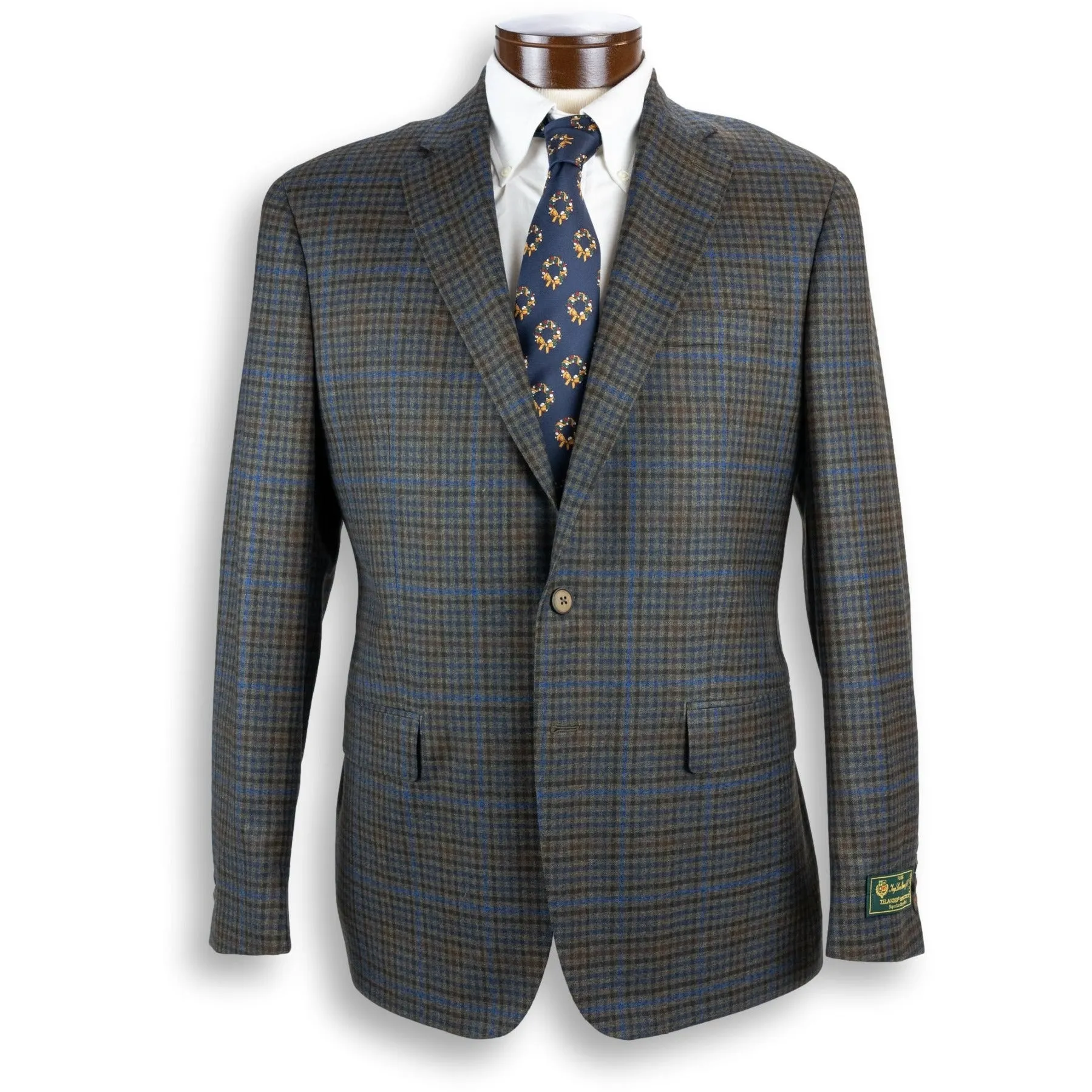 Green Multi Check Superfine Merino Wool Loro Piana Sport Coat