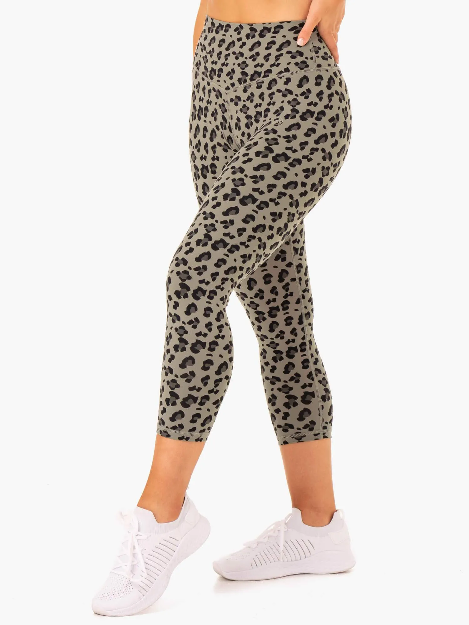 Hybrid 7/8 Leggings - Khaki Leopard