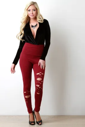 Jersey Razor Cutout High Waist Leggings