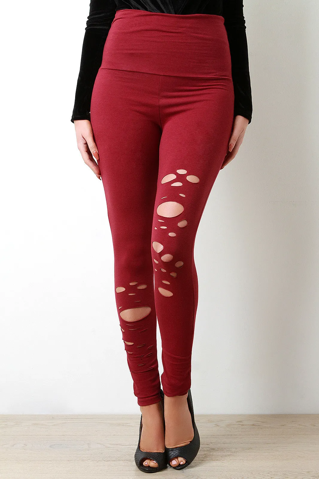 Jersey Razor Cutout High Waist Leggings