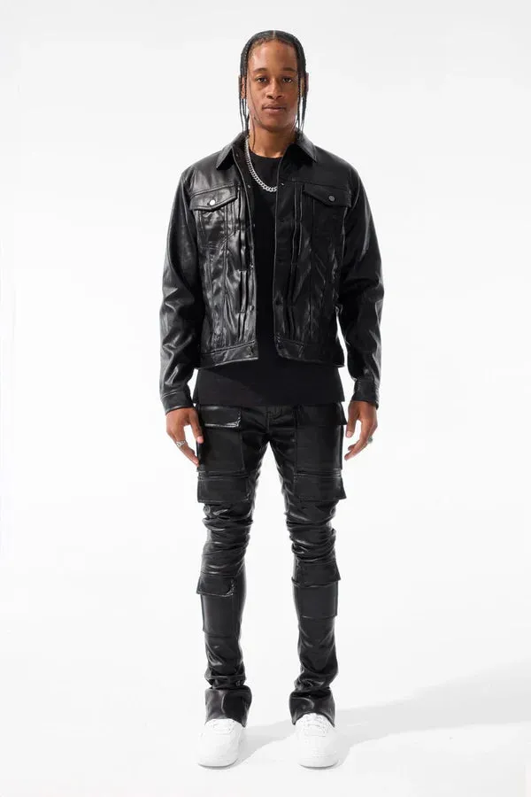 JORDAN CRAIG ROSS STACKED THRILLER CARGO LEATHER PANTS MULTI COLORS