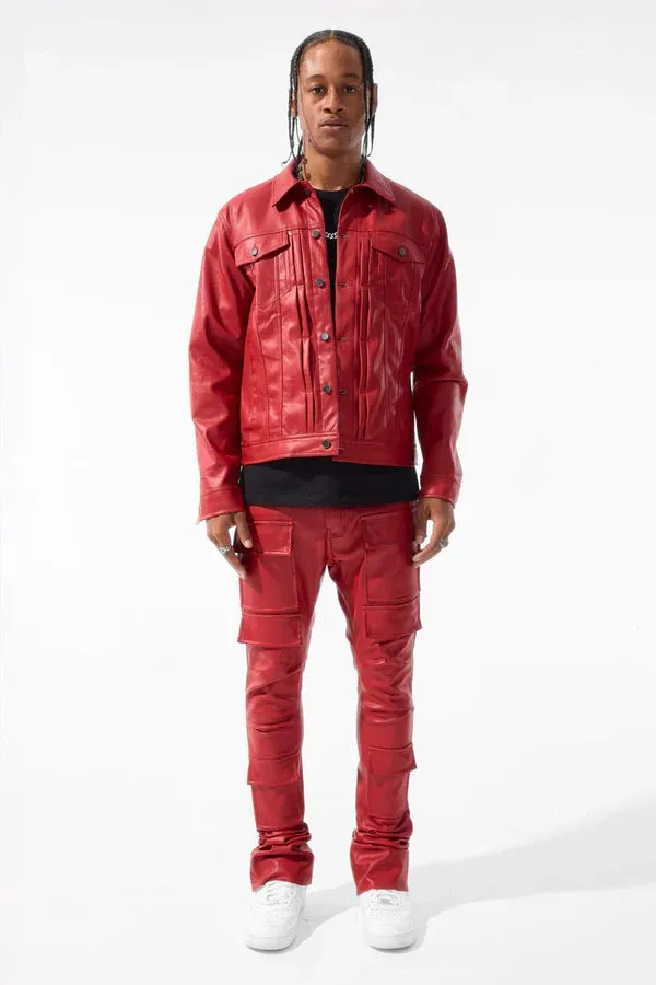 JORDAN CRAIG ROSS STACKED THRILLER CARGO LEATHER PANTS MULTI COLORS