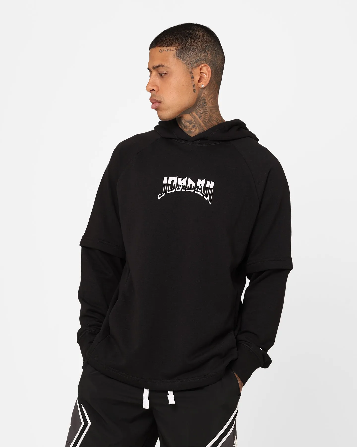 Jordan Dri-FIT Sport Graphic Fleece Pullover Hoodie Black/White/Sky