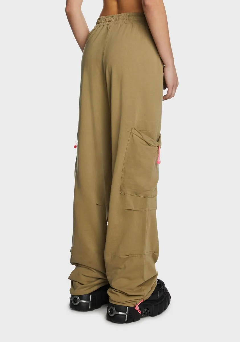 Khaki Cargo Jersey Joggers