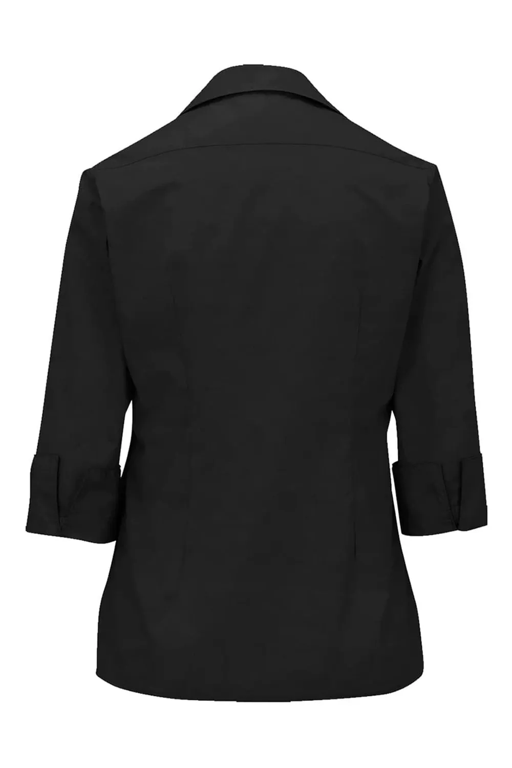 Ladies' 3/4 Sleeve Poplin - Black