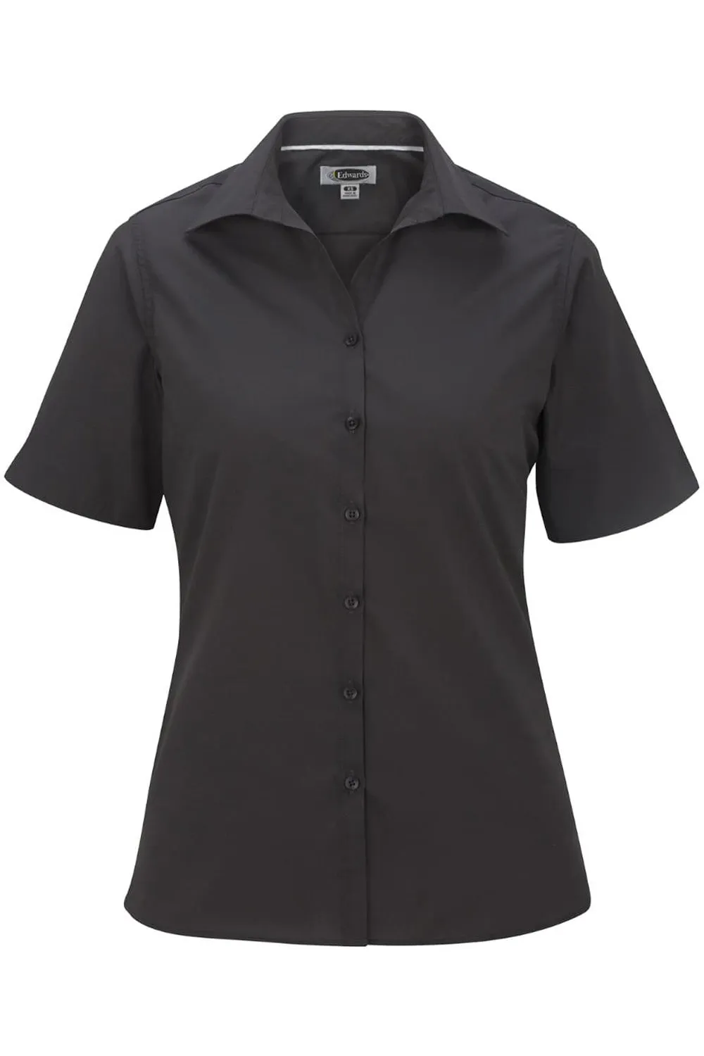 Ladies' Short Sleeve Poplin - Steel Grey