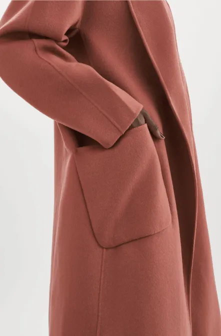 Lamarque Thara Shawl Collar Wool Coat in Antique Pink