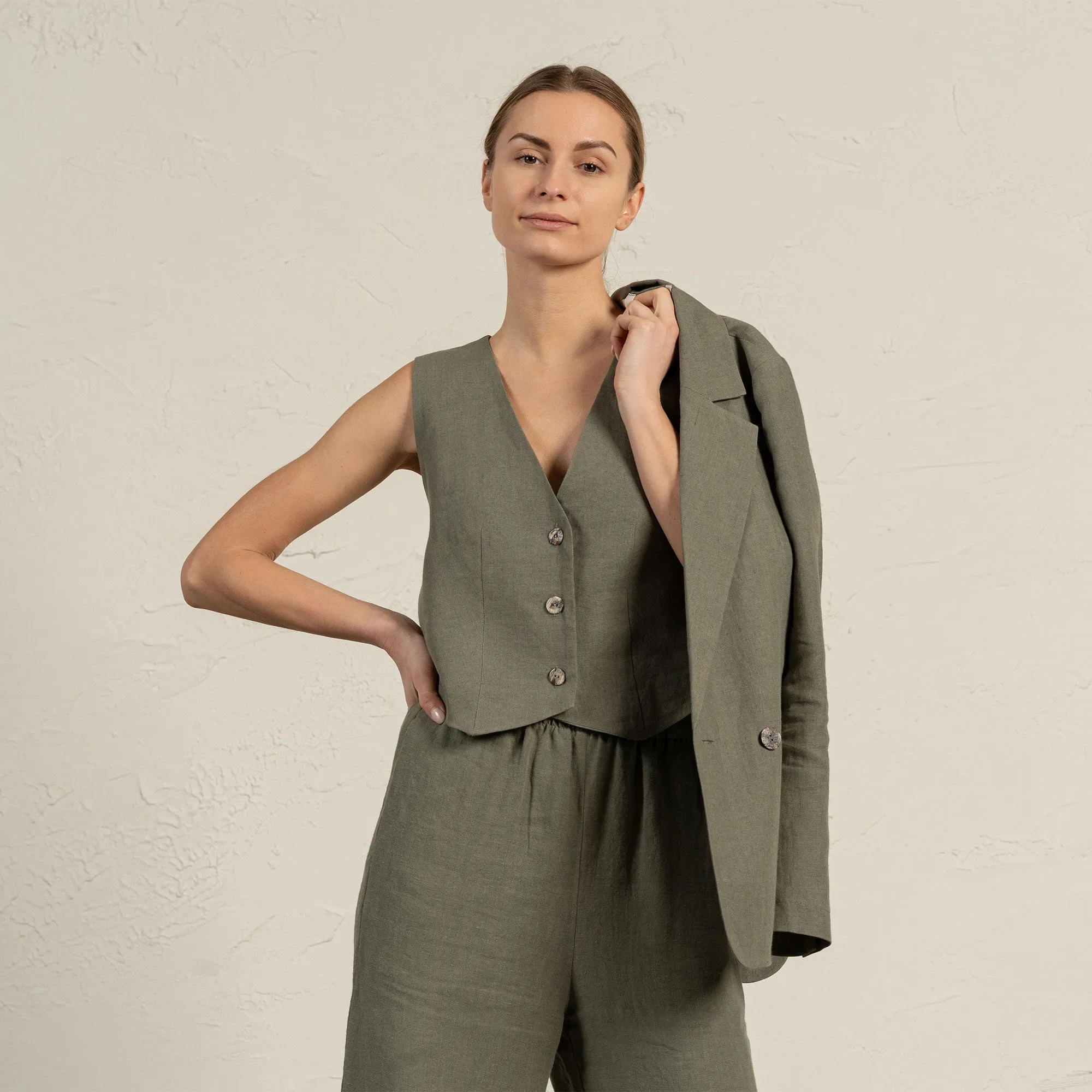 Linen Blazer, Vest & Pants 3-Piece