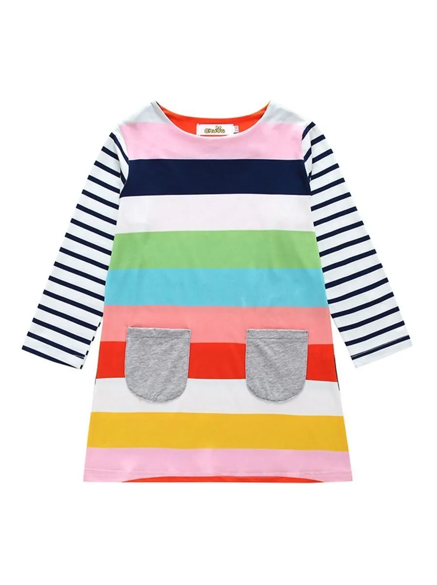 Little Girl Rainbow Stripe Shift Dress