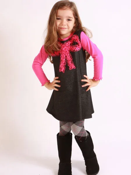 Love U Lots Toddler & Girls Black Knit  Denim Look Dress Set Sizes 2T- 4