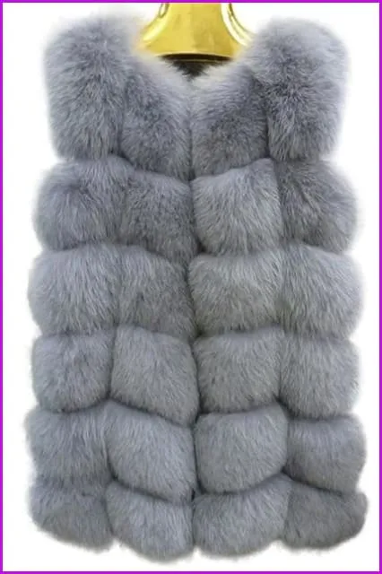 Luxury O-Neck Fox Fur Gilet 70CM DO967