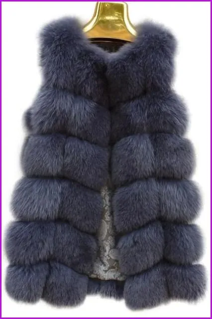 Luxury O-Neck Fox Fur Gilet 70CM DO967