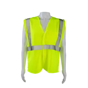 LV2-EC ANSI/ISEA 107-2020 CLASS 2 Economy Lime Solid Safety Vests Hook & Loop Closure