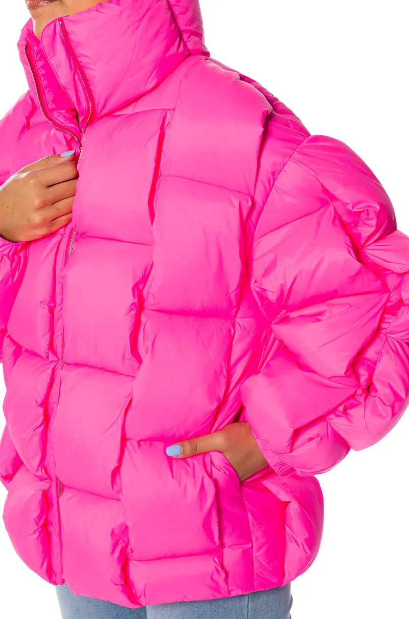 LYKKE HOT PINK PUFFER JACKET