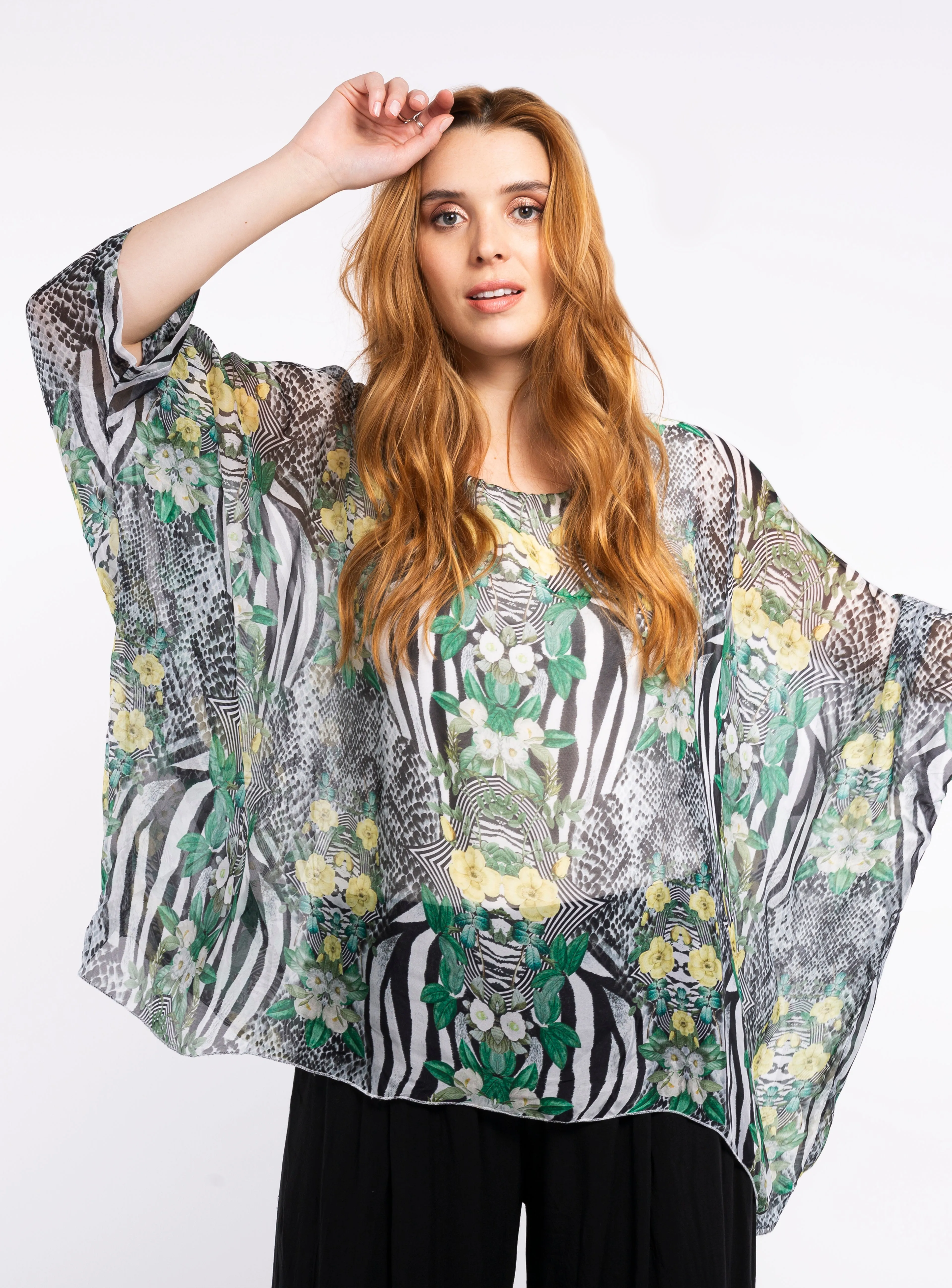 M Made in Italy - Mix Print Kimono Sleeve Tunic