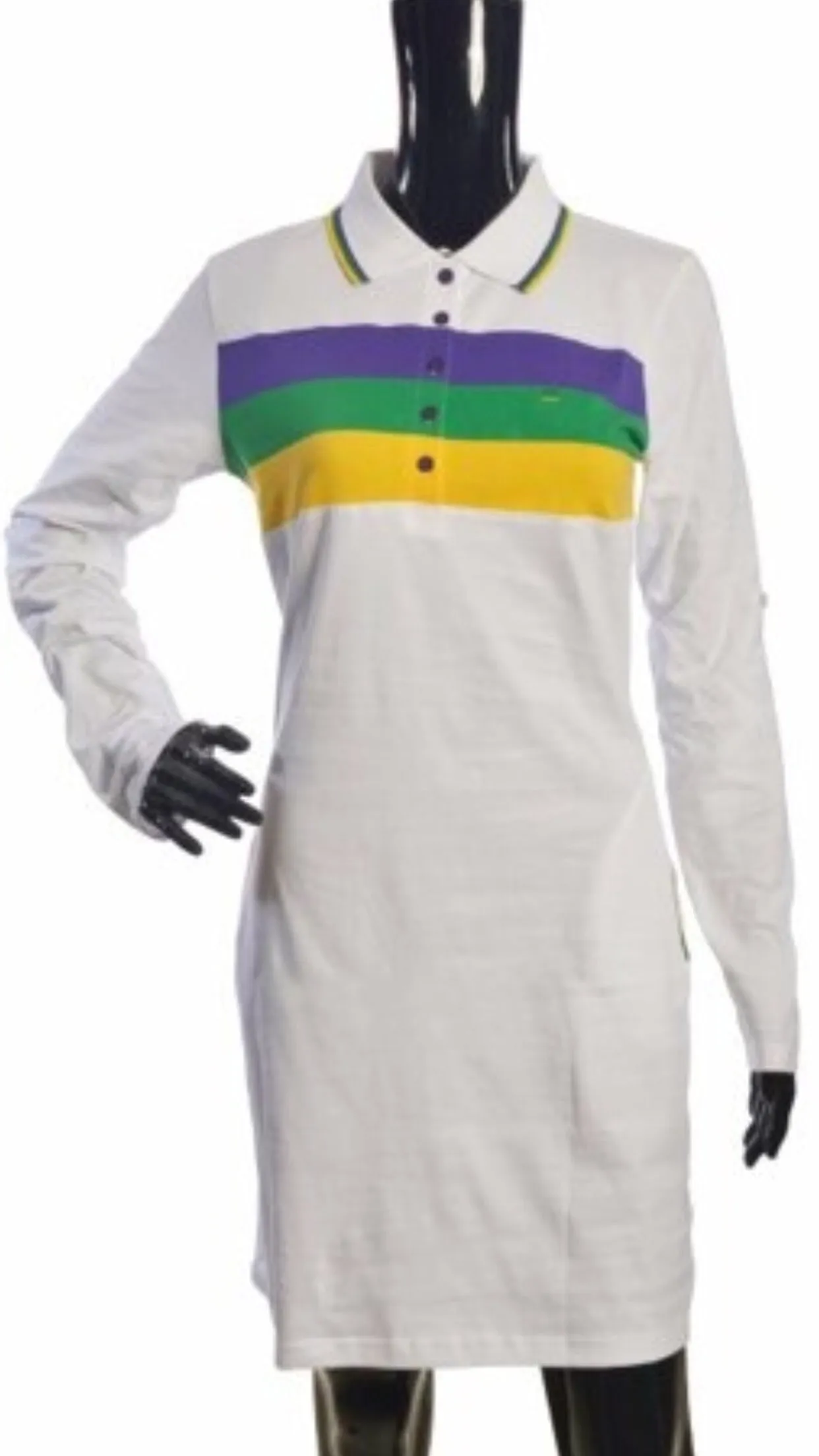 Mardi Gras Woven Striped Polo Shirt Dress