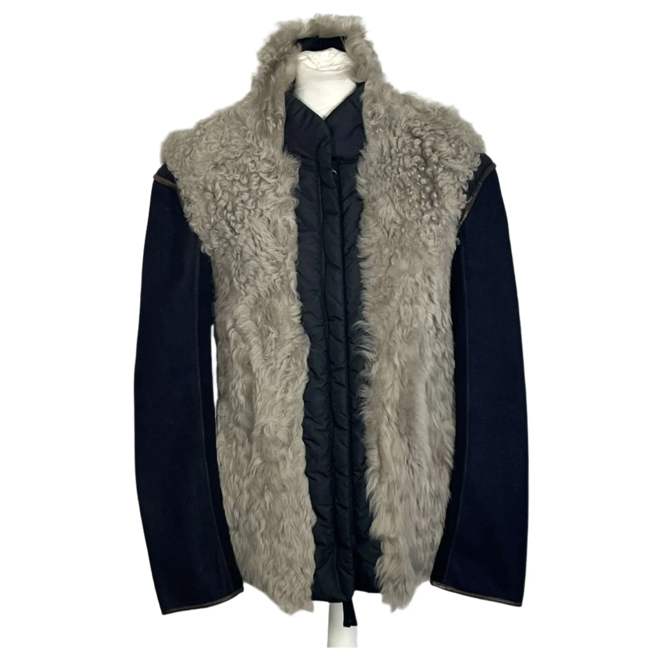 Marni Black & Pearl Lamb Shearling Zippered Jacket XS