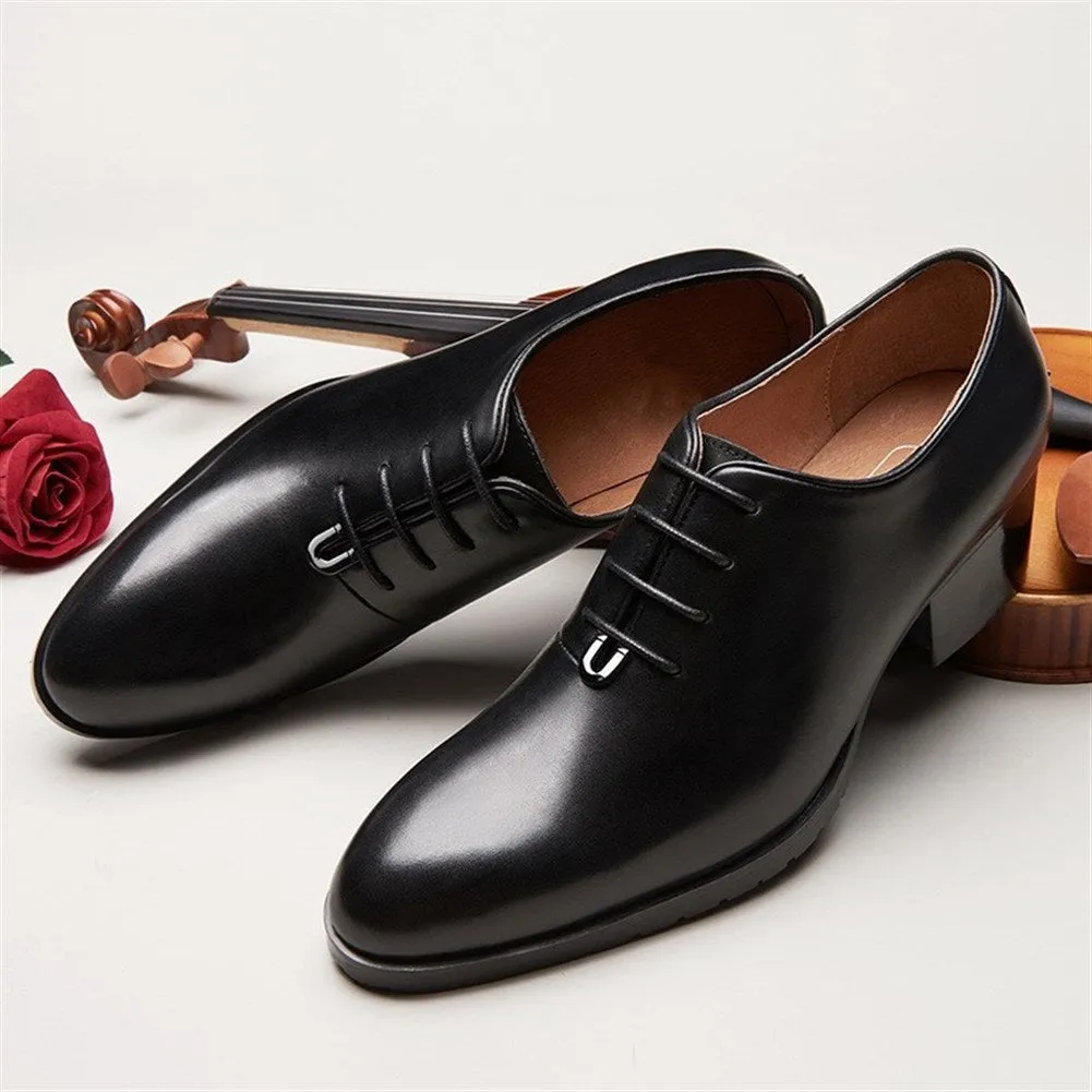 Men Round Toe Lace Up High Heel Oxford Shoes