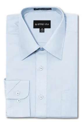 Men's Basic Solid Color Button Up Dress Shirt (Sky Blue)