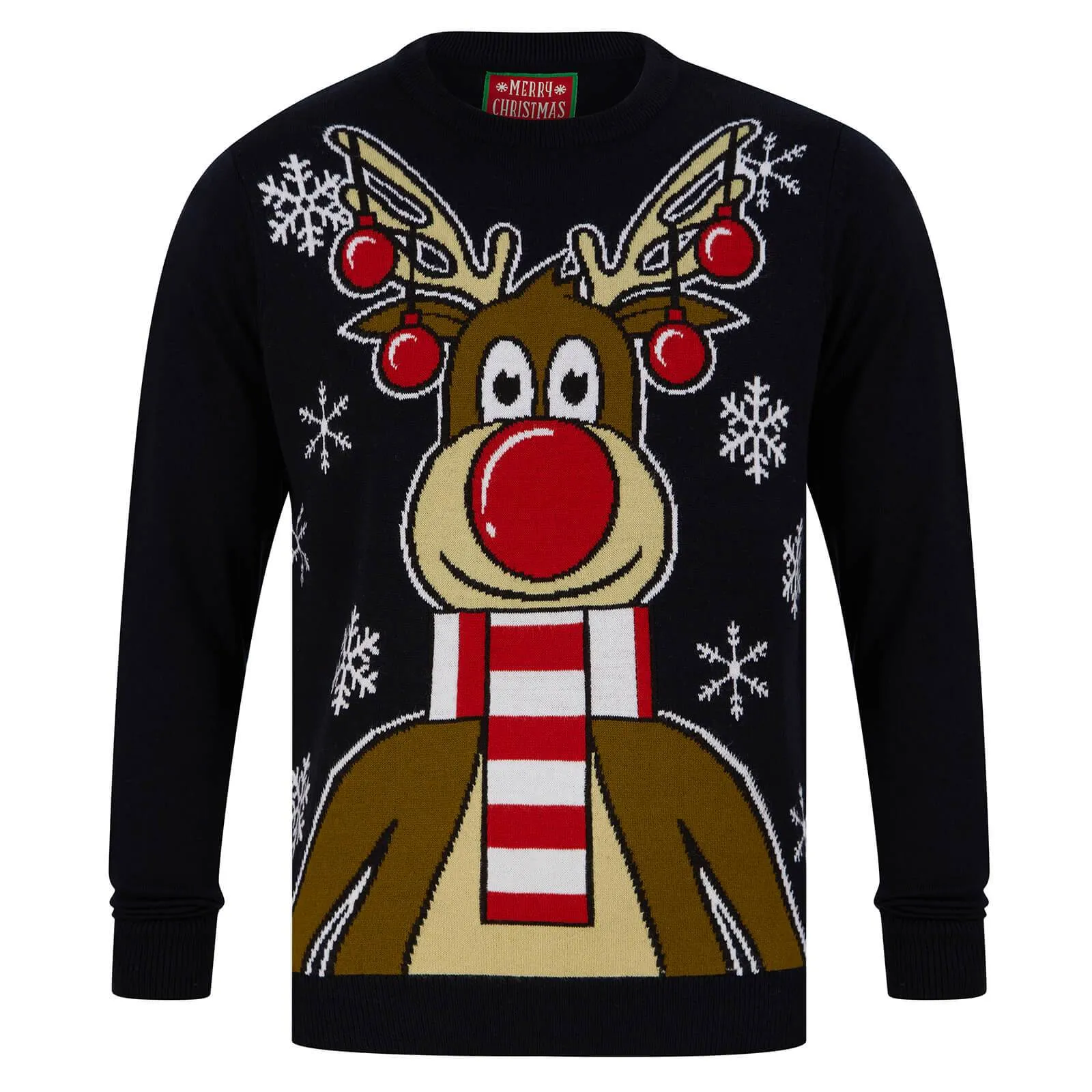 Mens Christmas Jumper Festive Rudolph With Scarf