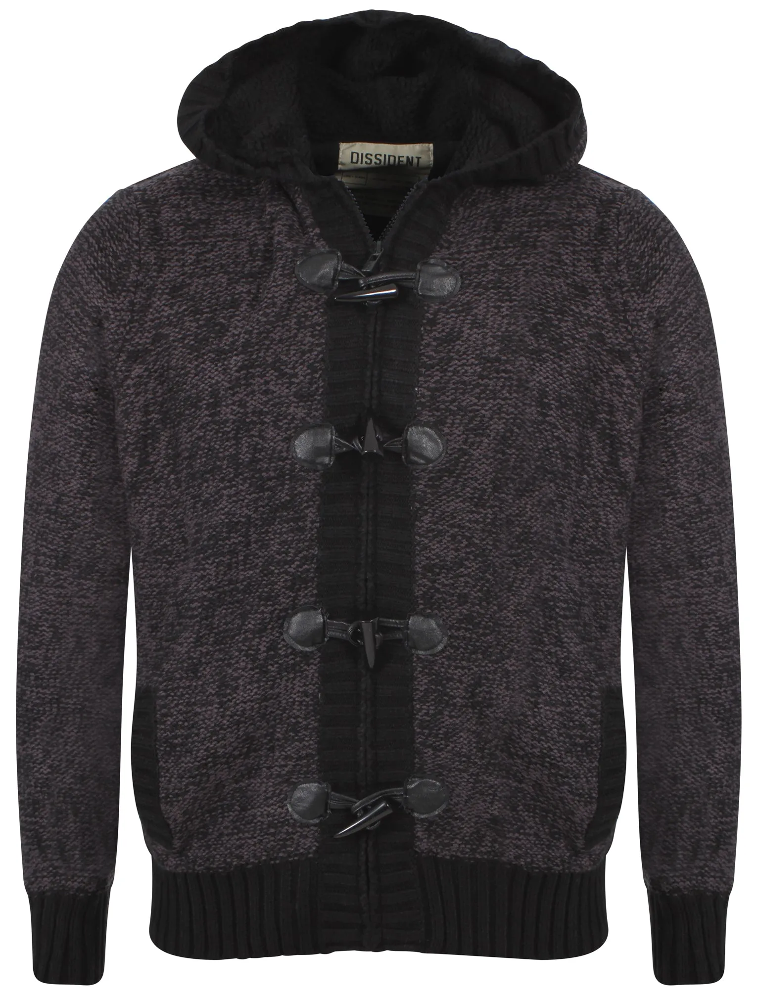 Men's Dissident Mike Hooded Cardigan in Charcoal / Black