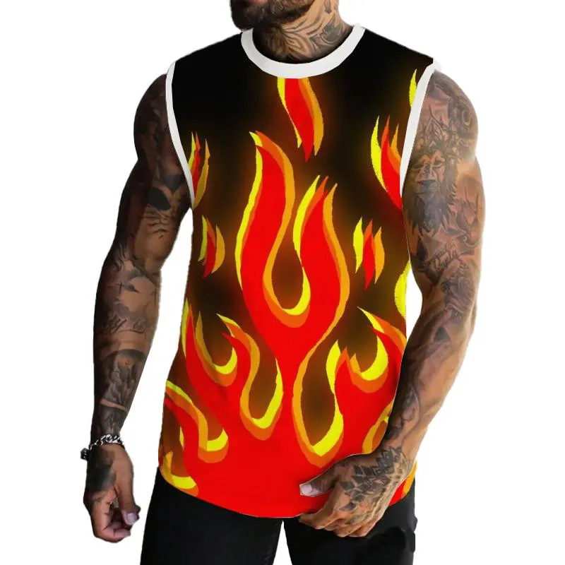 Men's Flame Print Casual Tank Top 88059798L