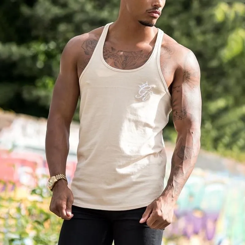 Men's Khaki Solid Slim Vest