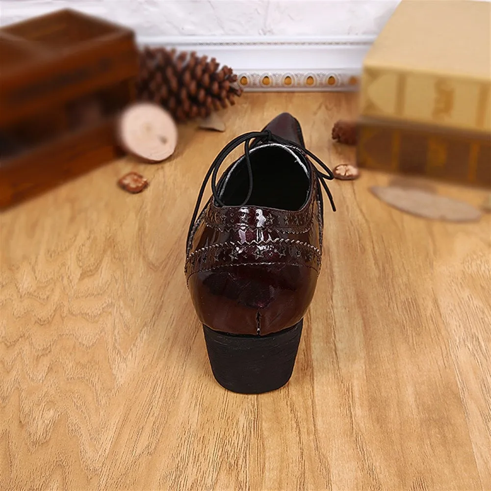 Mens Lace up Pointed Low Top Oxford Shoes