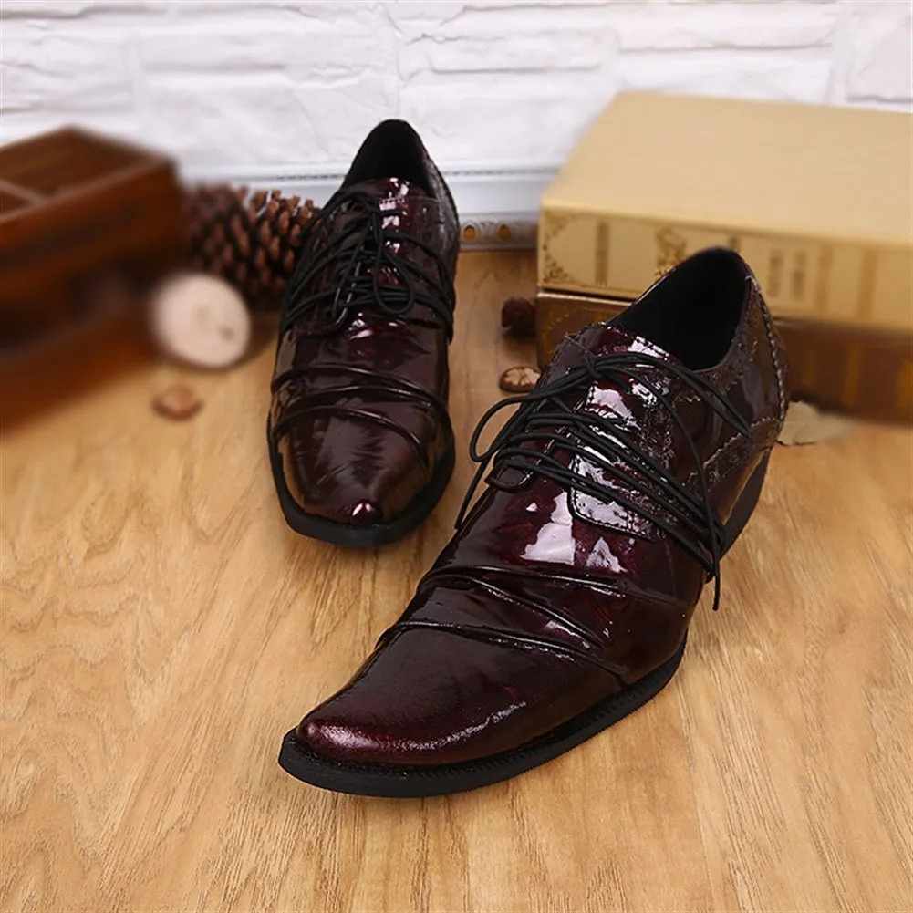 Mens Lace up Pointed Low Top Oxford Shoes