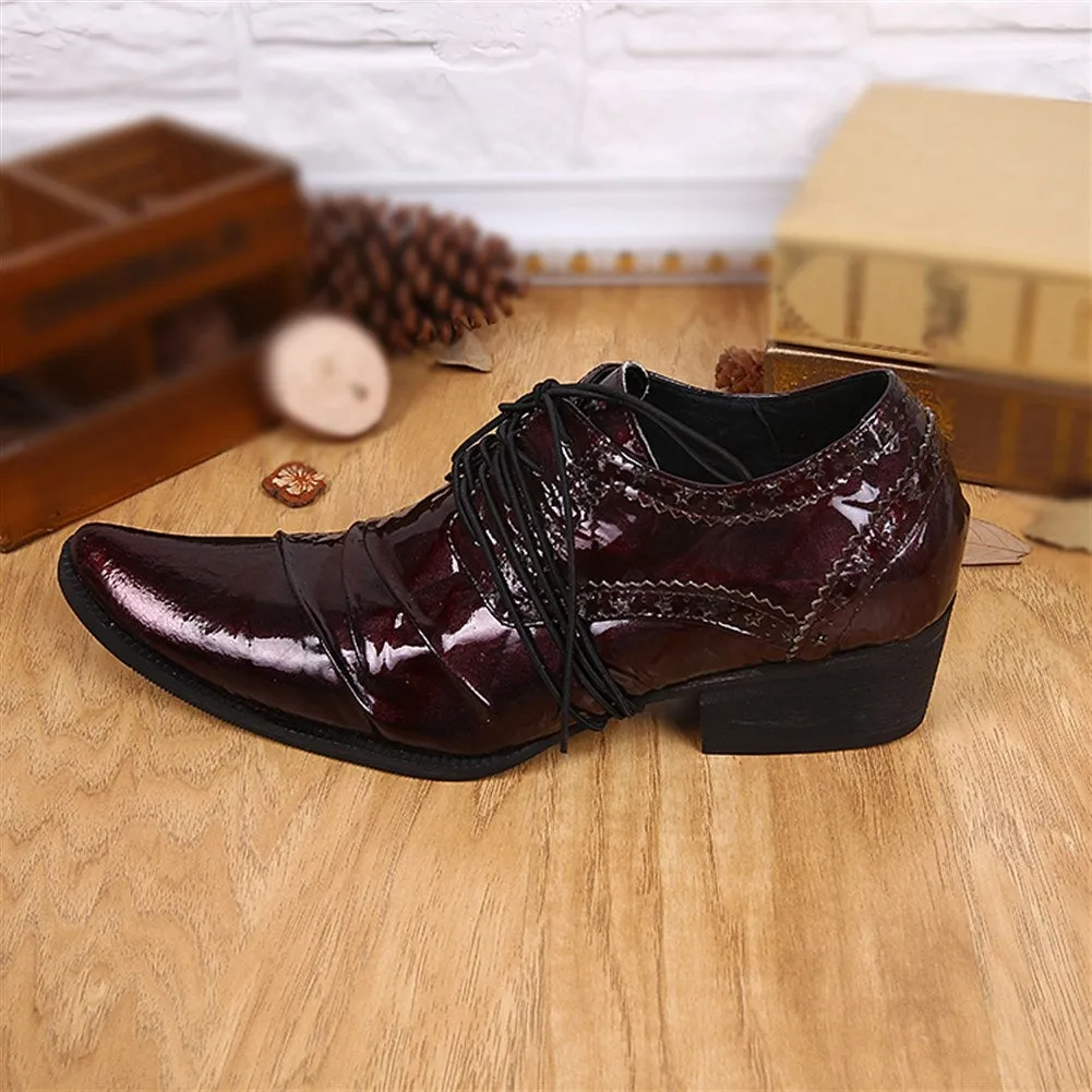 Mens Lace up Pointed Low Top Oxford Shoes