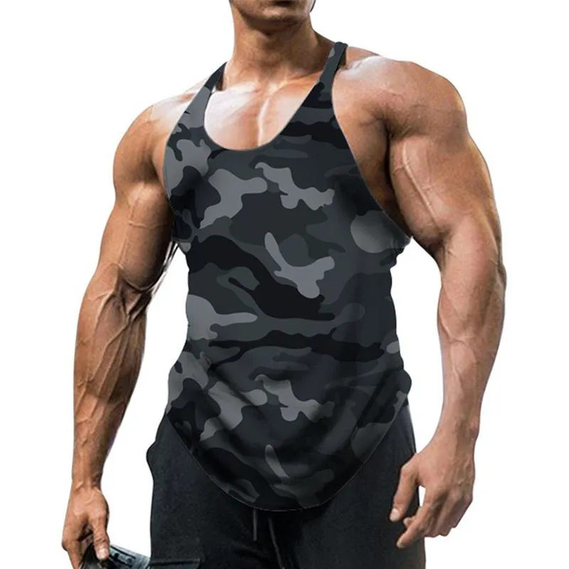 Men's Sports Fitness U-neck Camouflage Vest 19790126YM