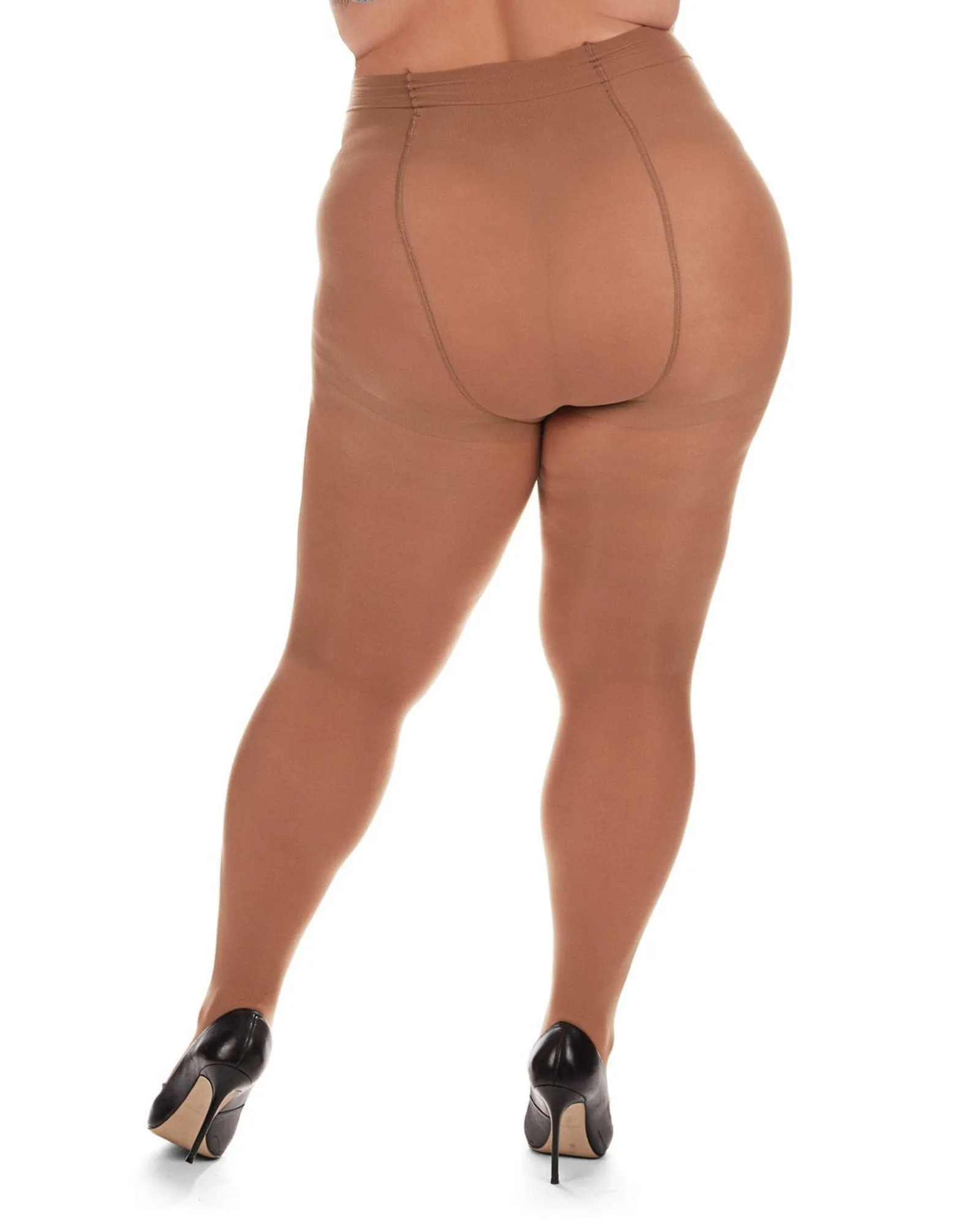 Microfiber Opaque Plus Size Curvy Control Top Tights | Honey