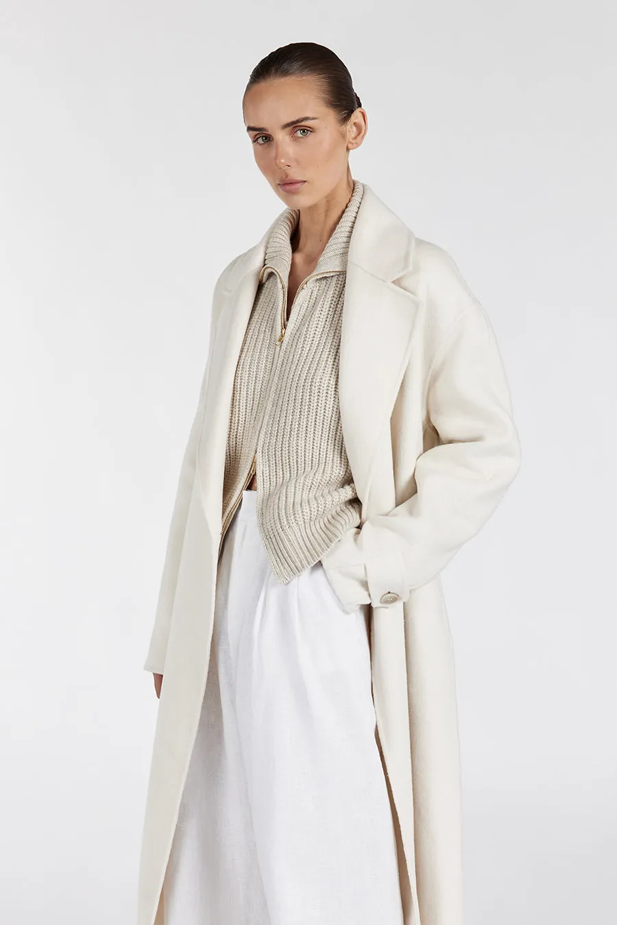 MILES CREAM WOOL WRAP COAT