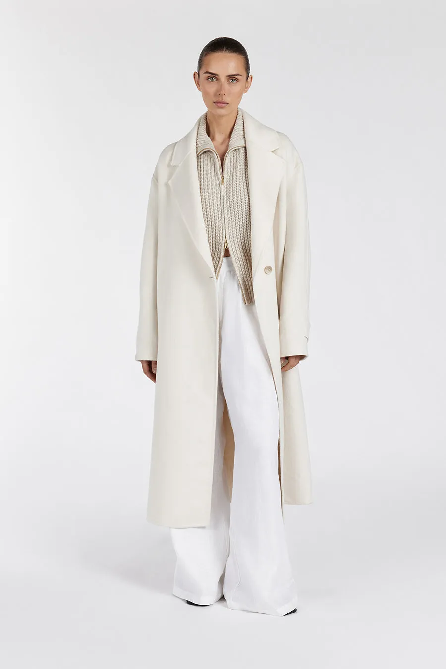 MILES CREAM WOOL WRAP COAT