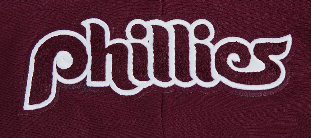 MLB PHILADELPHIA PHILLIES RETRO MASHUP WOMEN'S RIB CROPPED PO HOODI (WINE)