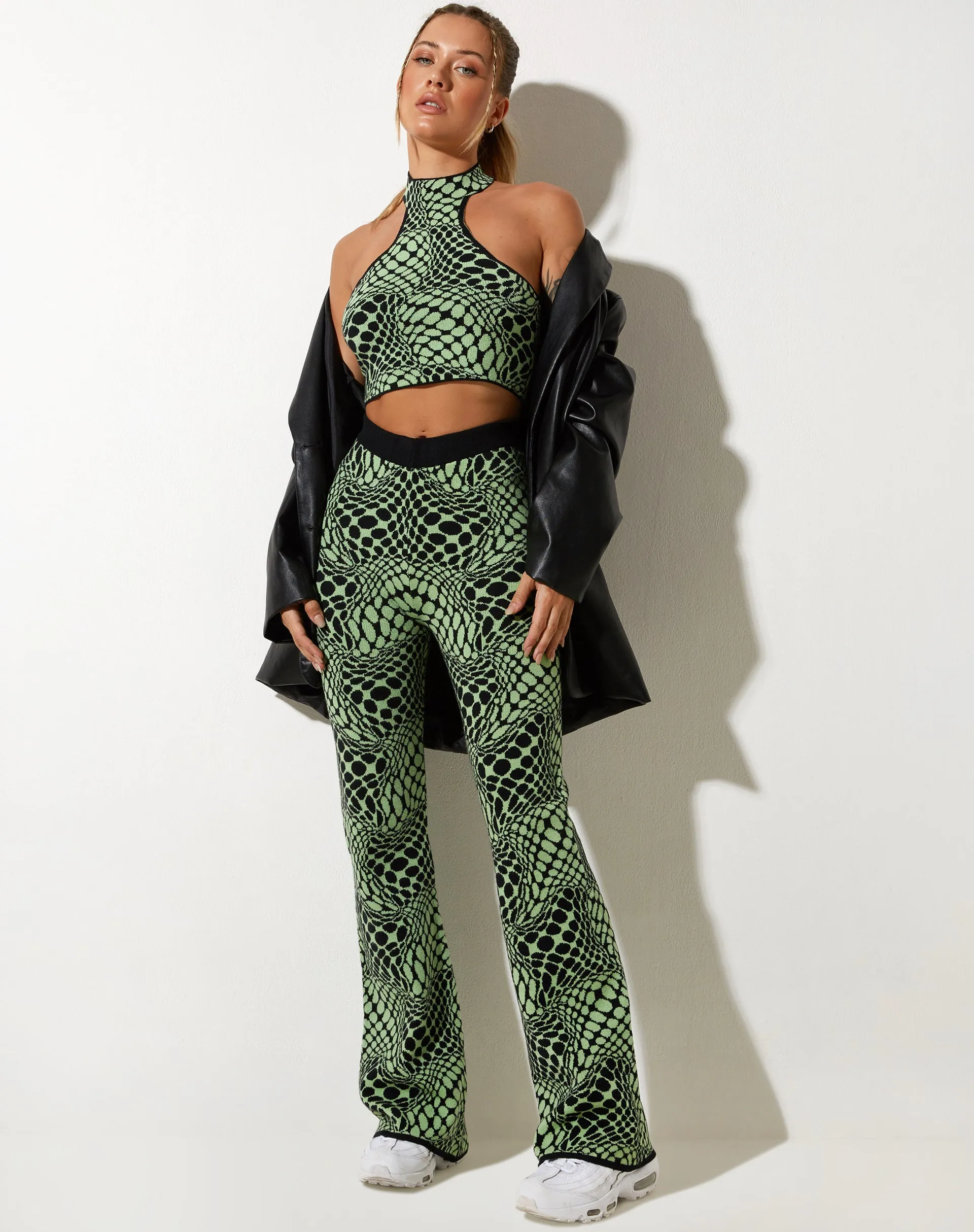 Molisa Crop Top in Geo Polka Arcadian Green