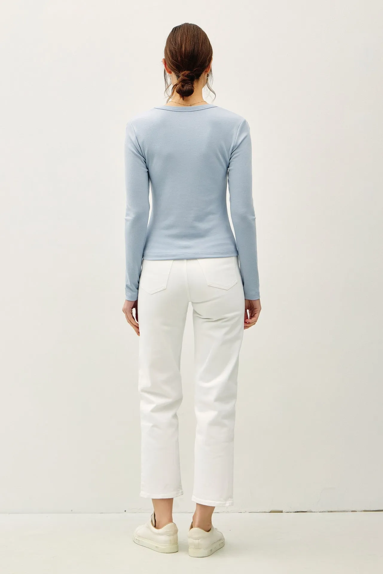 Molly Basic Scoop Neck Top, Sky