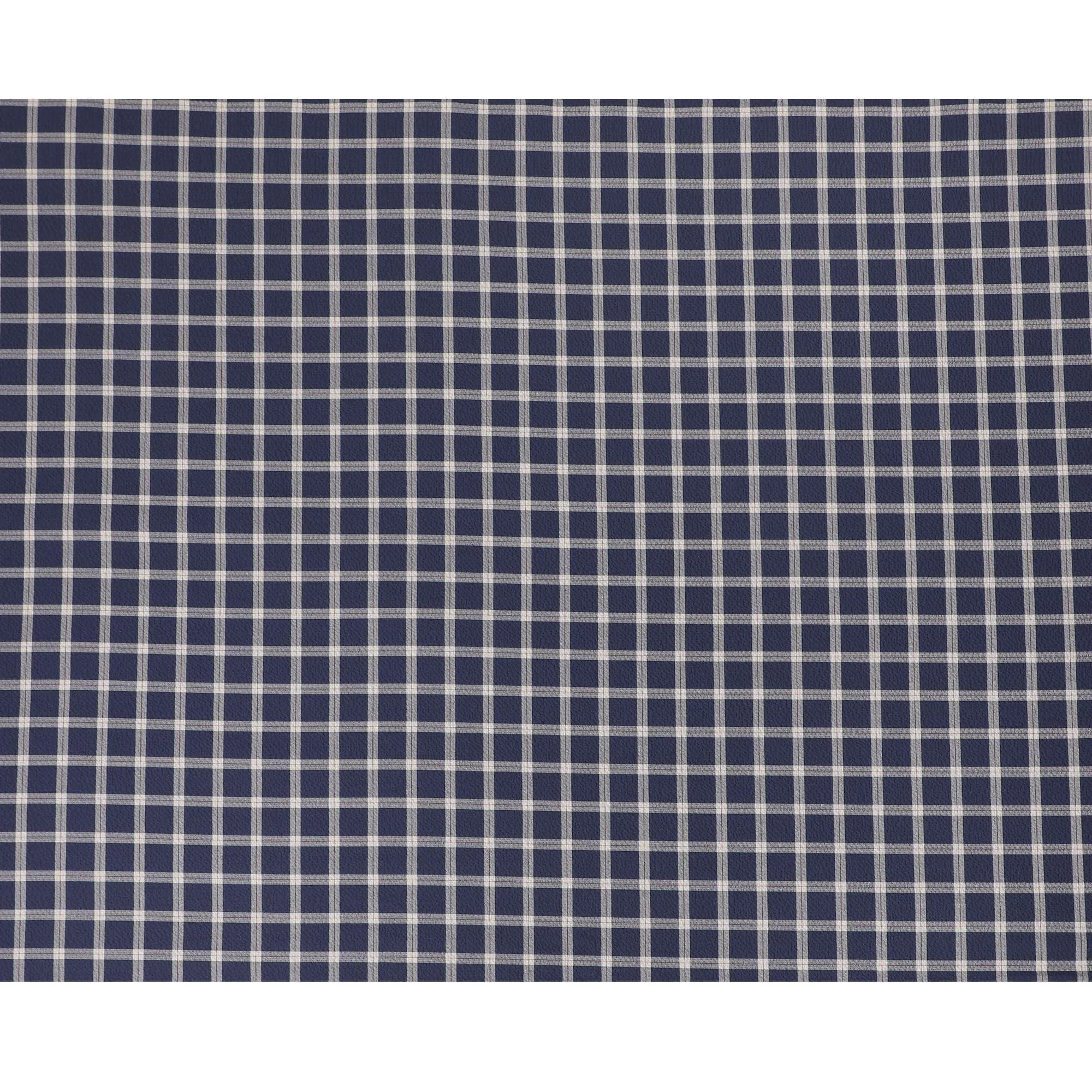 Navy blue Premium 100% cotton shirting fabric with beige and red print in checks design-D16846