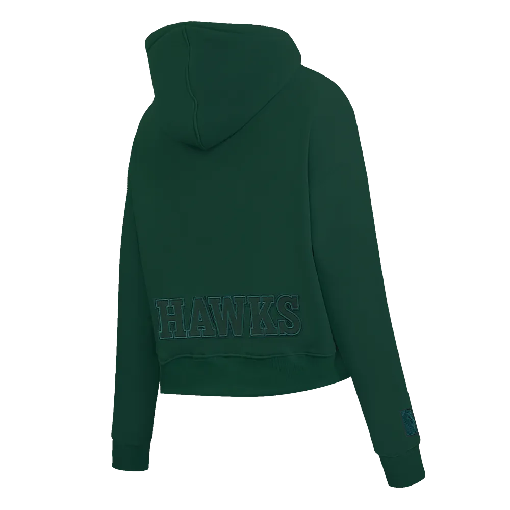 NBA ATLANTA HAWKS NEUTRAL WOMEN'S CROPPED PO HOODIE (FOREST GREEN)