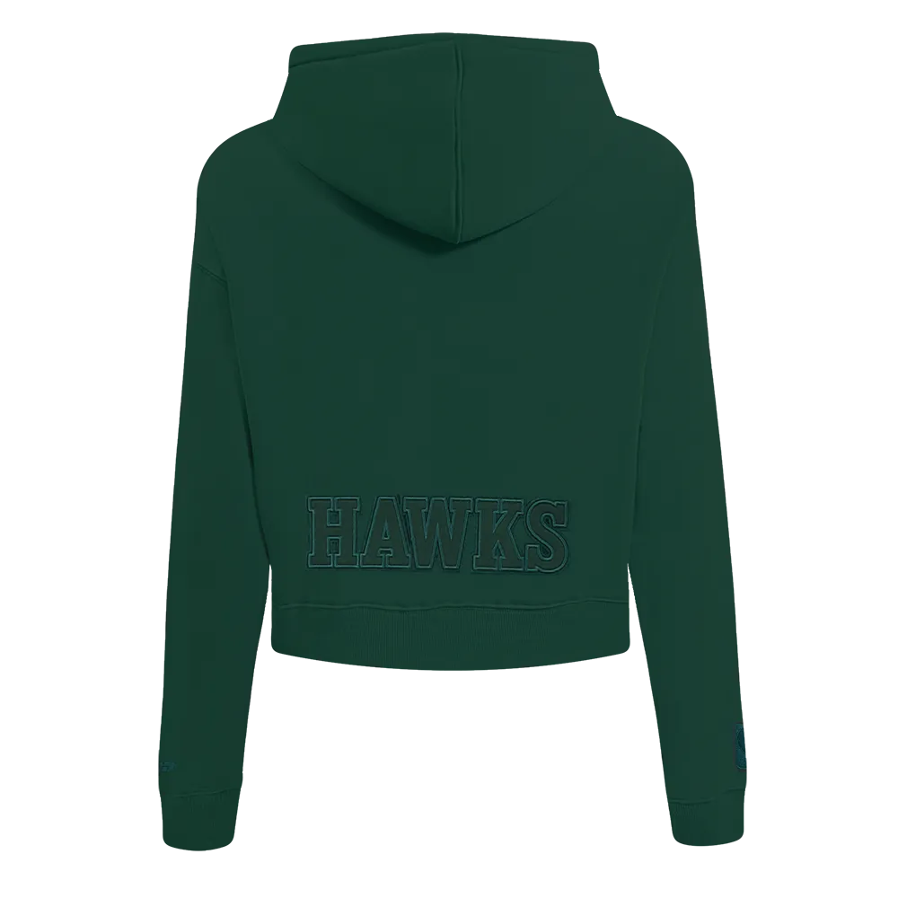 NBA ATLANTA HAWKS NEUTRAL WOMEN'S CROPPED PO HOODIE (FOREST GREEN)