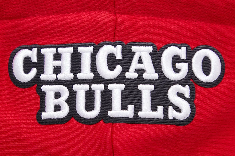 NBA CHICAGO BULLS SCRIPT TAIL WOMEN'S RIB FLC CROPPED PO HOODIE (RED/BLACK)